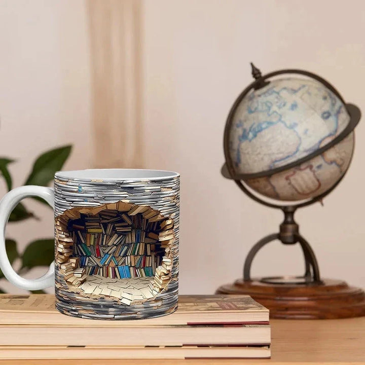 Kubek z Biblioteką 3D, Prezent dla Miłośników Książek