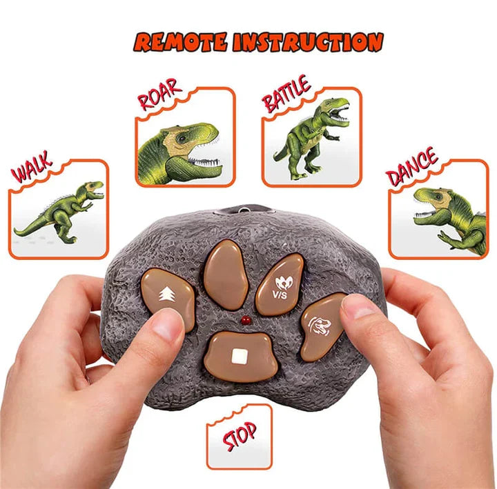 Zdalnie Sterowany Dinozaur T-Rex z Podświetleniem LED, Chodzący i Ryczący Realistyczny Zabawka Dinozaur
