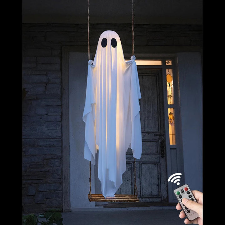Zewnętrzna Oświetlona Dekoracja Halloween w Kształcie Duchów z Huśtawką i Światłami LED