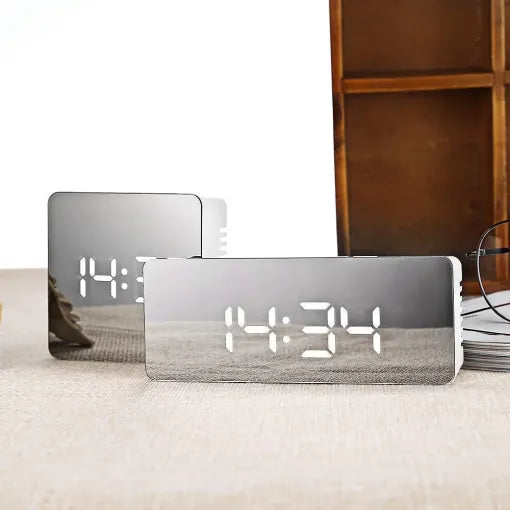 Cyfrowy Budzik Smart Mirror Zegar na Biurko Nocna Lampka