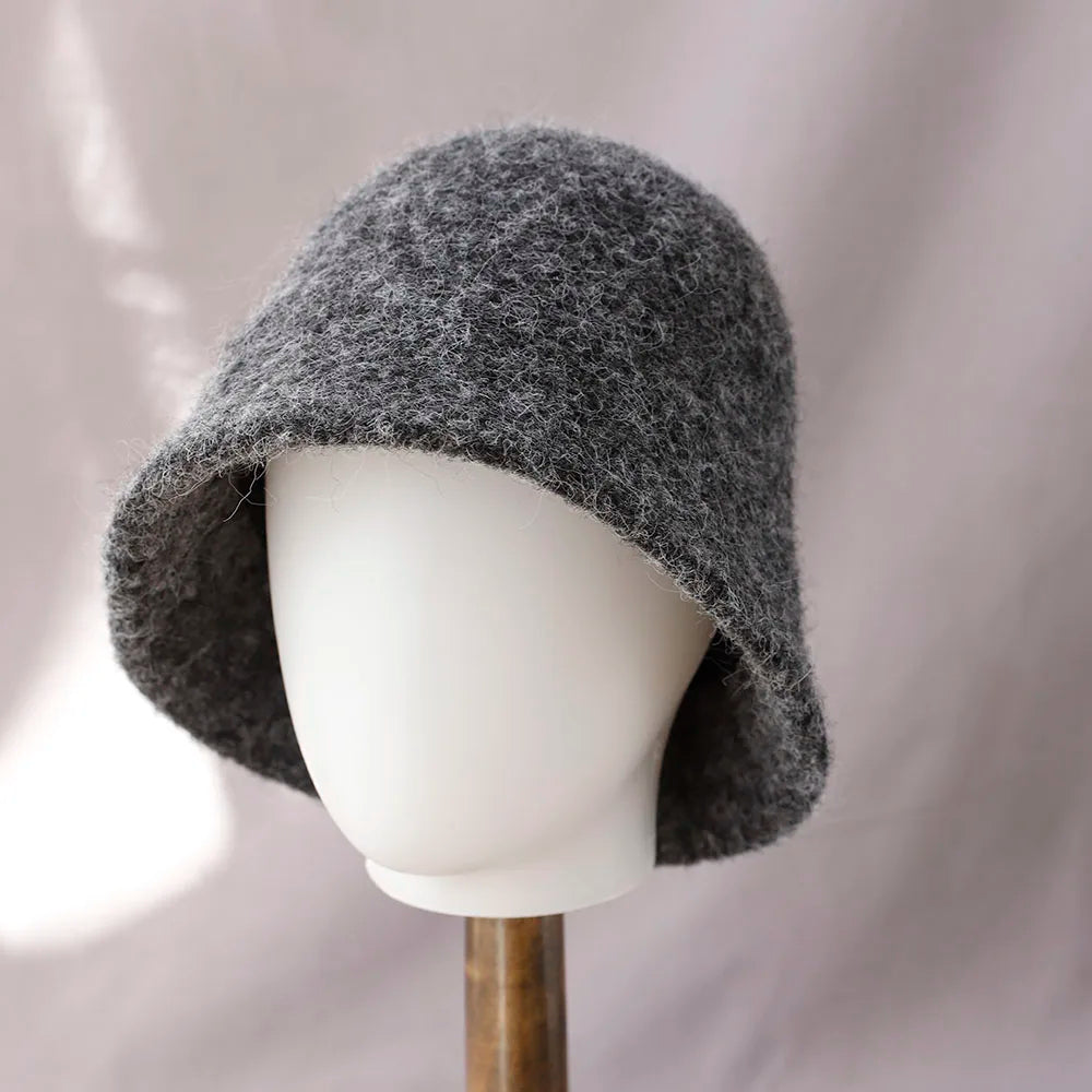 Damski Zimowy Wełniany Kapelusz Bucket
