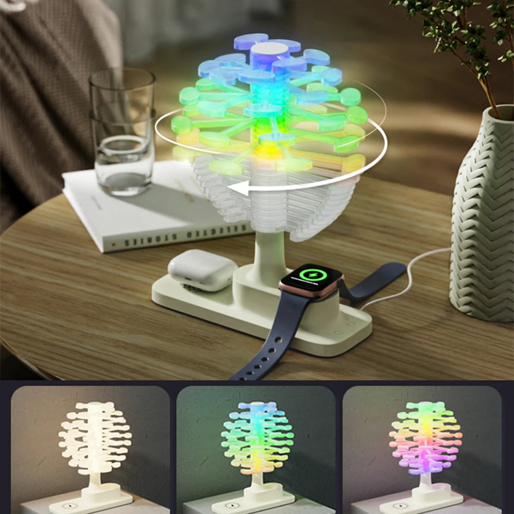 Lampa Stołowa Spiralne Drzewo z Wbudowanym Bezprzewodowym Ładowarką