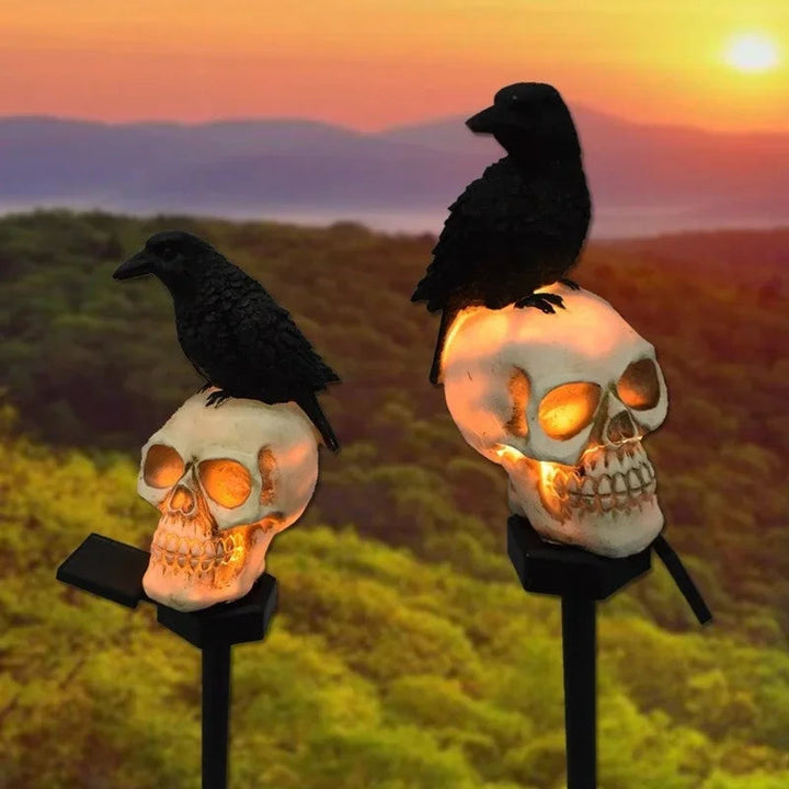 Halloweenowa Lampa Słoneczna w Kształcie Czaszki