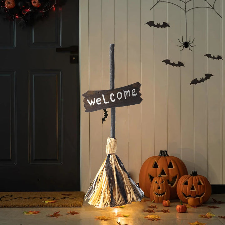 Animowana Miotła Czarownicy na Halloween z Światłami i Dźwiękiem
