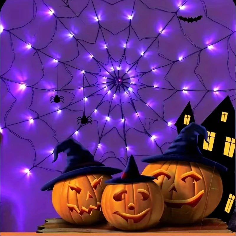 Dekoracja Pajęczyny Halloween z Oświetleniem