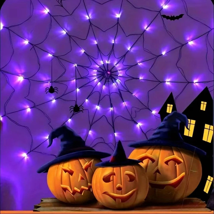 Dekoracja Pajęczyny Halloween z Oświetleniem