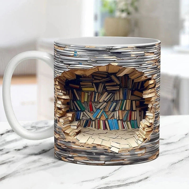 Kubek z Biblioteką 3D, Prezent dla Miłośników Książek