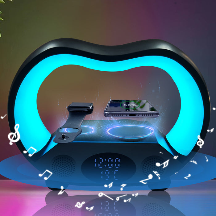 Domero Lampa RGB 6w1 z głośnikiem i ładowarką bezprzewodową