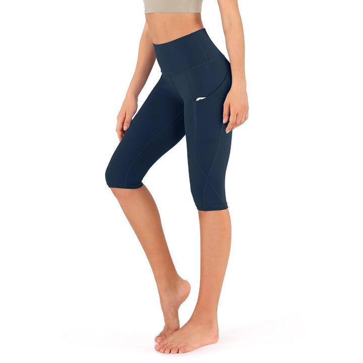 Damskie legginsy capri z bawełny z kieszeniami