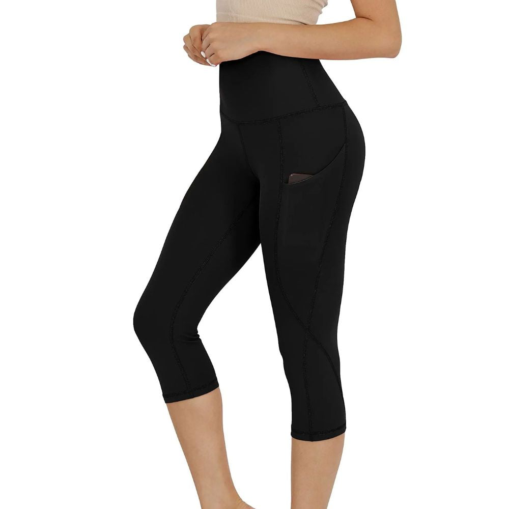 Damskie legginsy capri z bawełny z kieszeniami