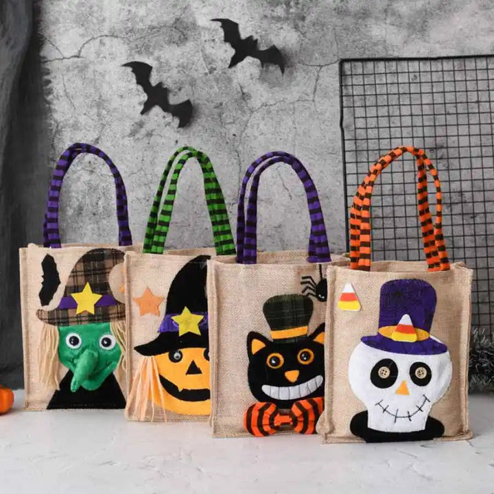 Torba na Halloween z wzorem kota dyni, czarownicy i czaszki