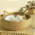 Ręcznie Wykonana Woven Cat Bed z Sezonową Poduszką