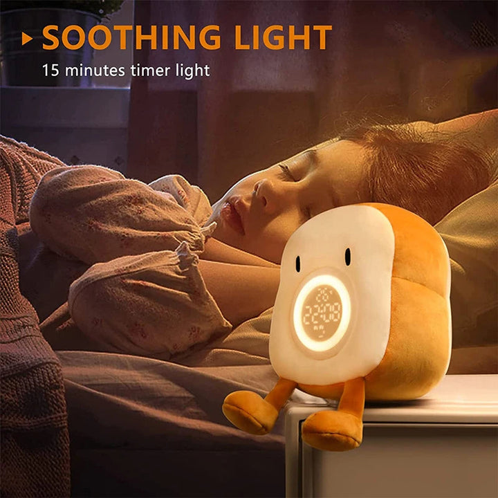Pluszowy budzik z nocną lampką