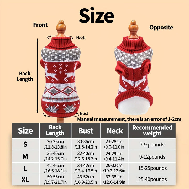 Sweter Bożonarodzeniowy dla Psów z Dzianiny dla Małych Zwierząt
