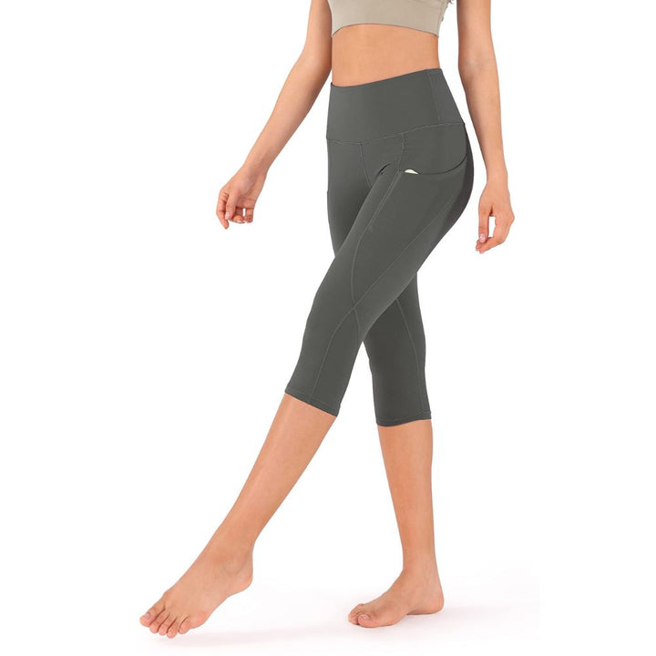 Damskie legginsy capri z bawełny z kieszeniami