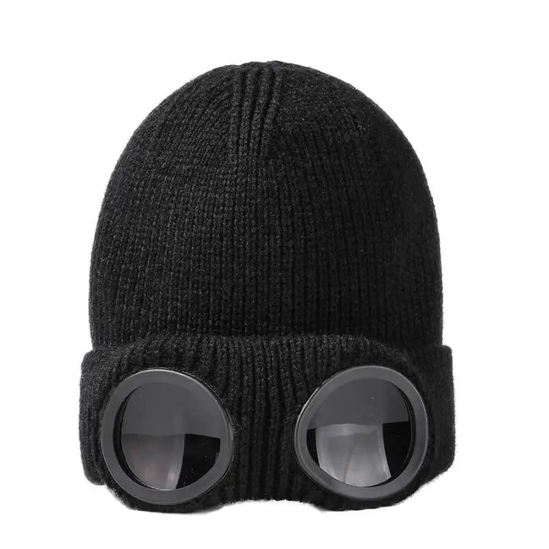 Unisex Gogle Zimowa Czapka Dziana Beanie