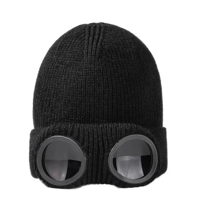 Unisex Gogle Zimowa Czapka Dziana Beanie