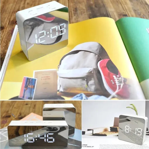 Cyfrowy Budzik Smart Mirror Zegar na Biurko Nocna Lampka