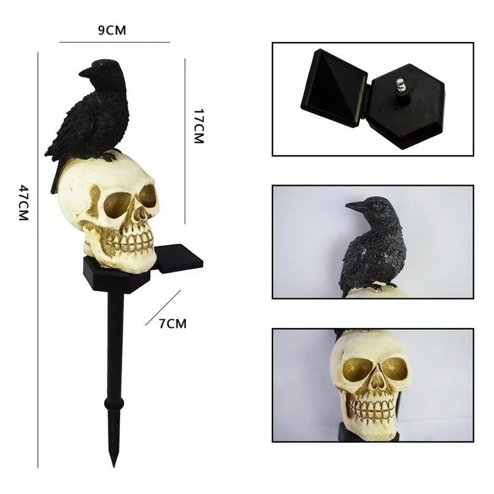 Halloweenowa Lampa Słoneczna w Kształcie Czaszki