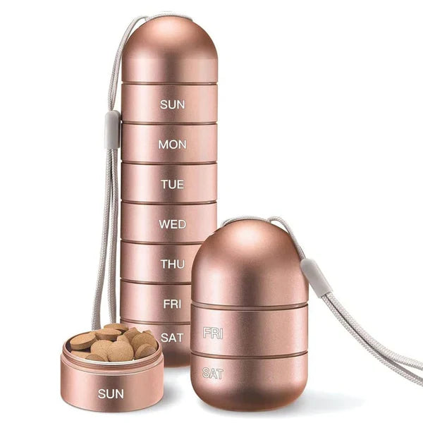 Aluminiowy przenośny organizer na leki na 7 dni do podróży, pudełko na leki