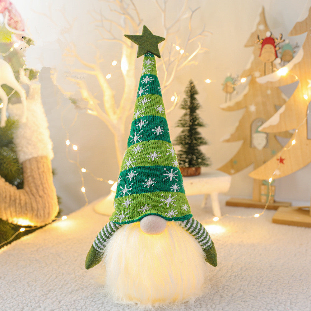 Gnom świąteczny bez twarzy z długą brodą, 41 cm, dziergany