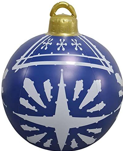 Duża dmuchana bombka w czerwone paski