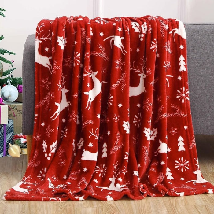 Domero Świąteczny koc flanelowy dwustronny w 8 wzorach