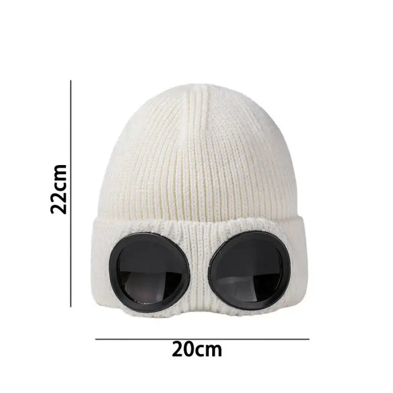 Unisex Gogle Zimowa Czapka Dziana Beanie
