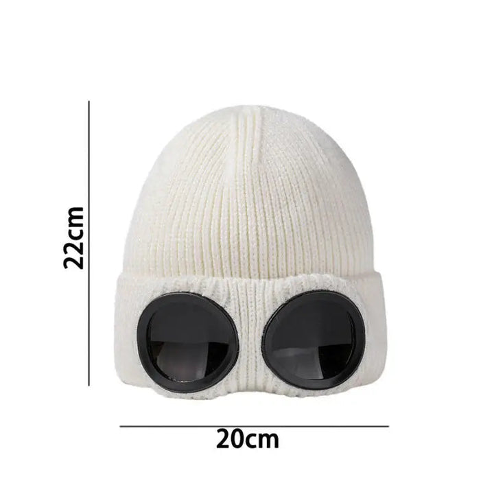 Unisex Gogle Zimowa Czapka Dziana Beanie