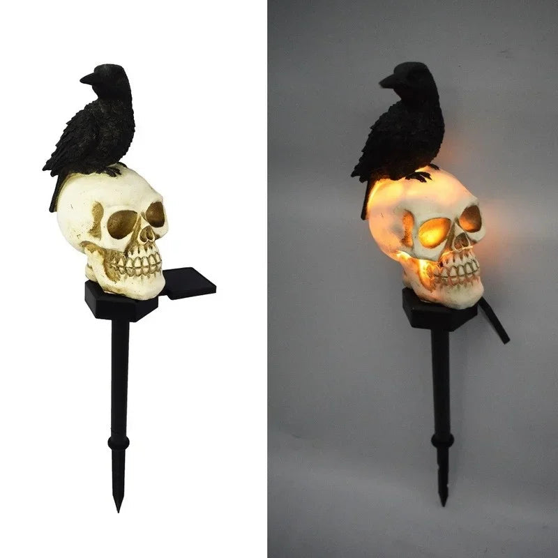 Halloweenowa Lampa Słoneczna w Kształcie Czaszki