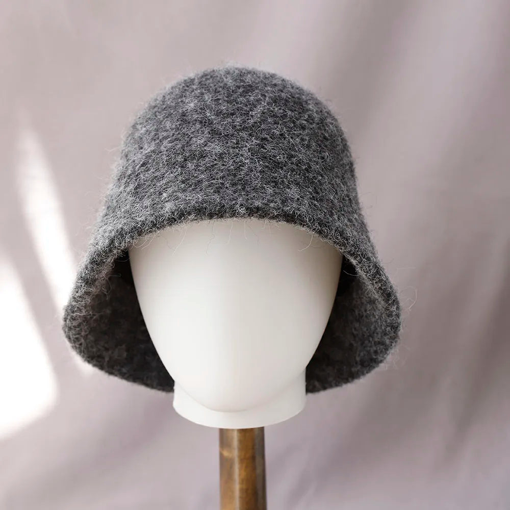 Damski Zimowy Wełniany Kapelusz Bucket