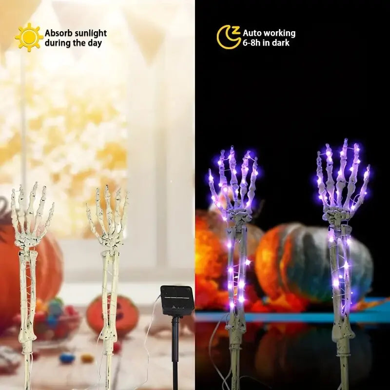 Halloweenowe Słoneczne Lampy w Kształcie Ręki Szkieletu