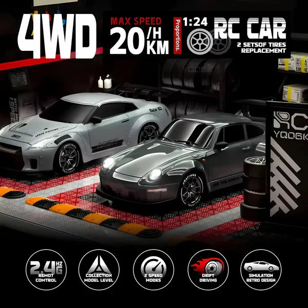 Retro Drift Master – Zdalnie sterowany samochód 4WD z lampkami LED