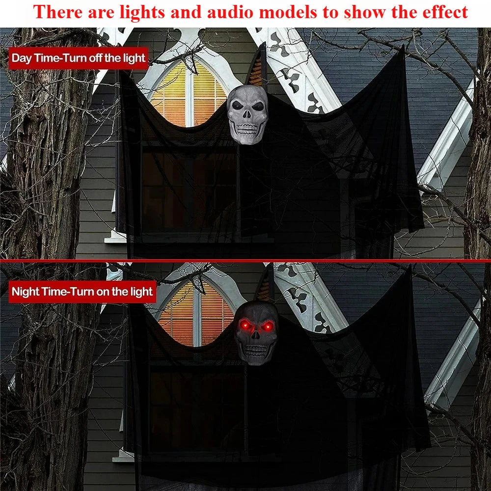 Dekoracja Halloween z Duchem na Zewnątrz z Maseczką Czaszki