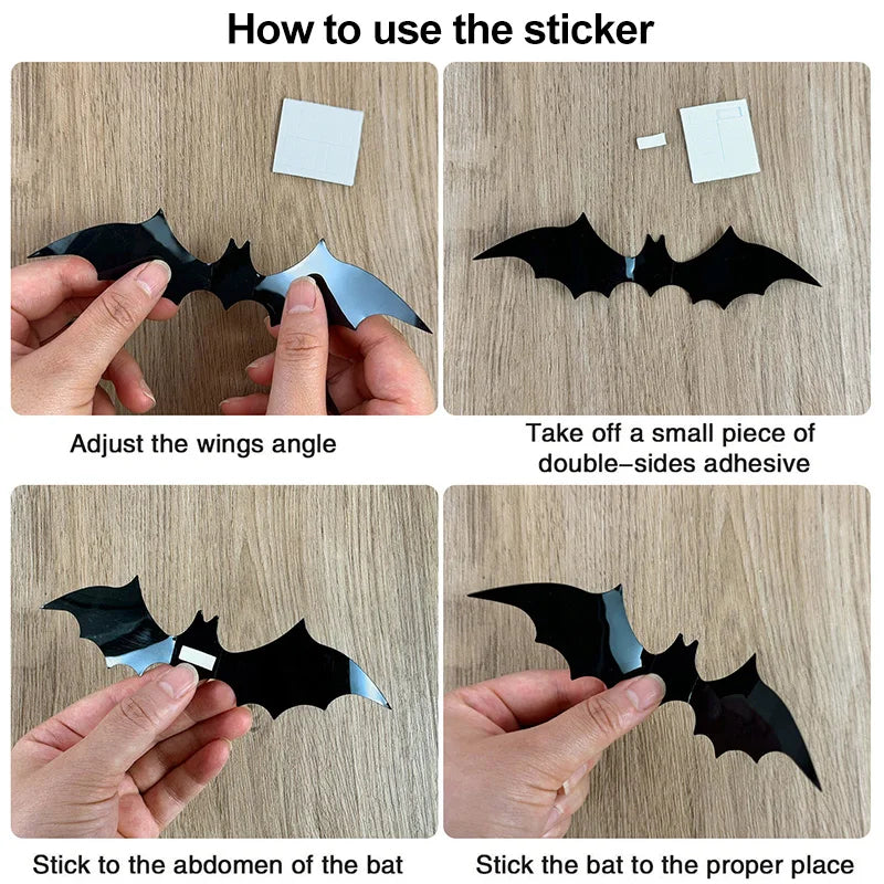 3D PVC Naklejki na Ścianę Nietoperze Halloween
