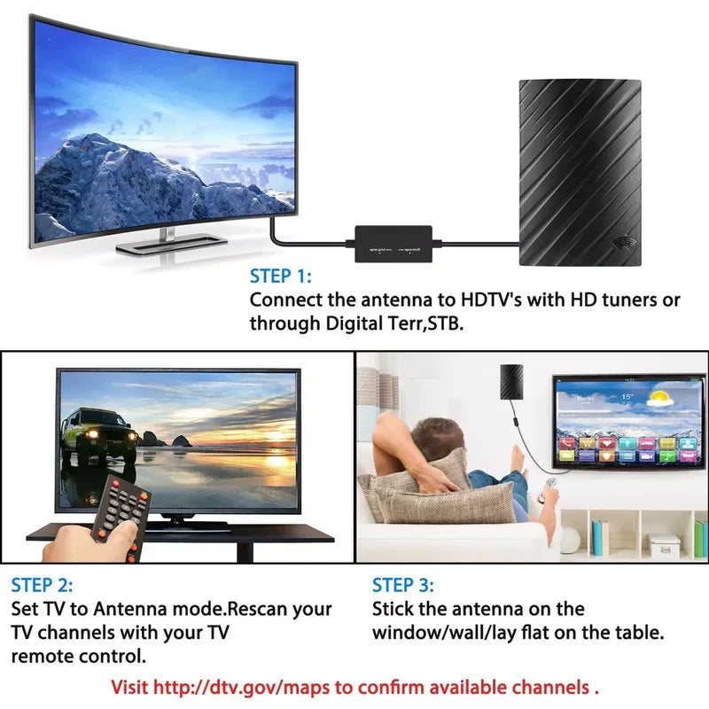 Antenna cyfrowa HDTV 4K o długim zasięgu wewnętrzna 600 mil