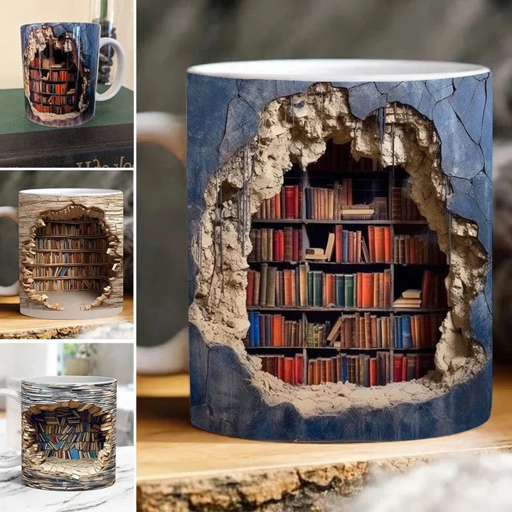 Kubek z Biblioteką 3D, Prezent dla Miłośników Książek