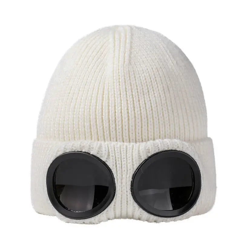 Unisex Gogle Zimowa Czapka Dziana Beanie