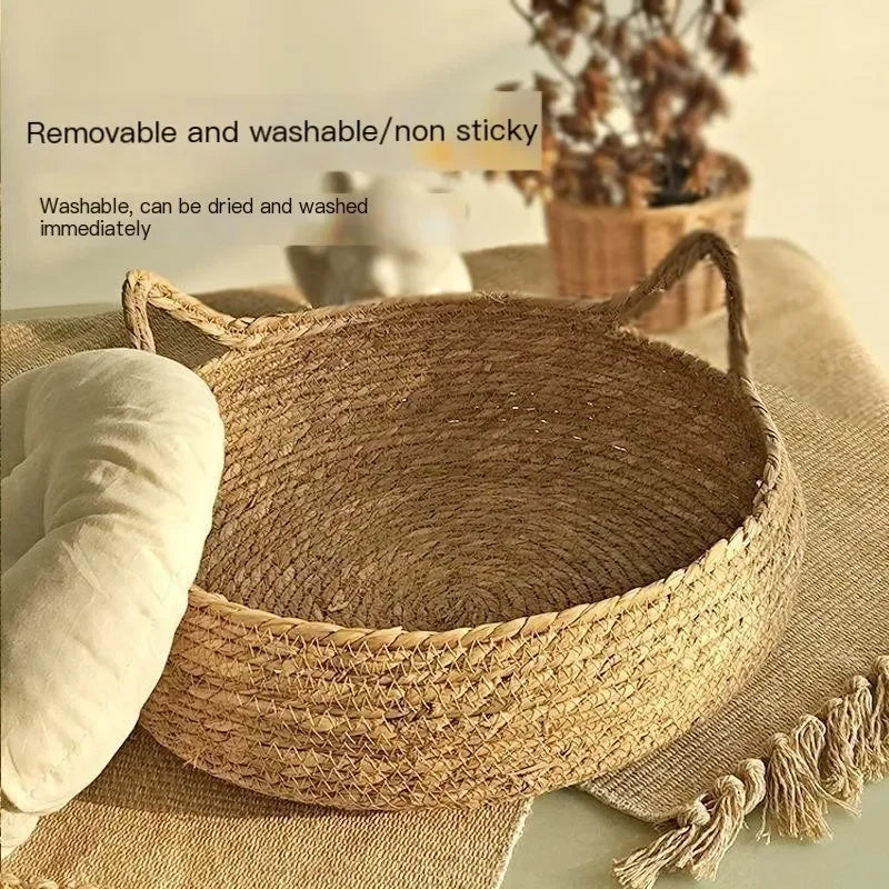 Ręcznie Wykonana Woven Cat Bed z Sezonową Poduszką