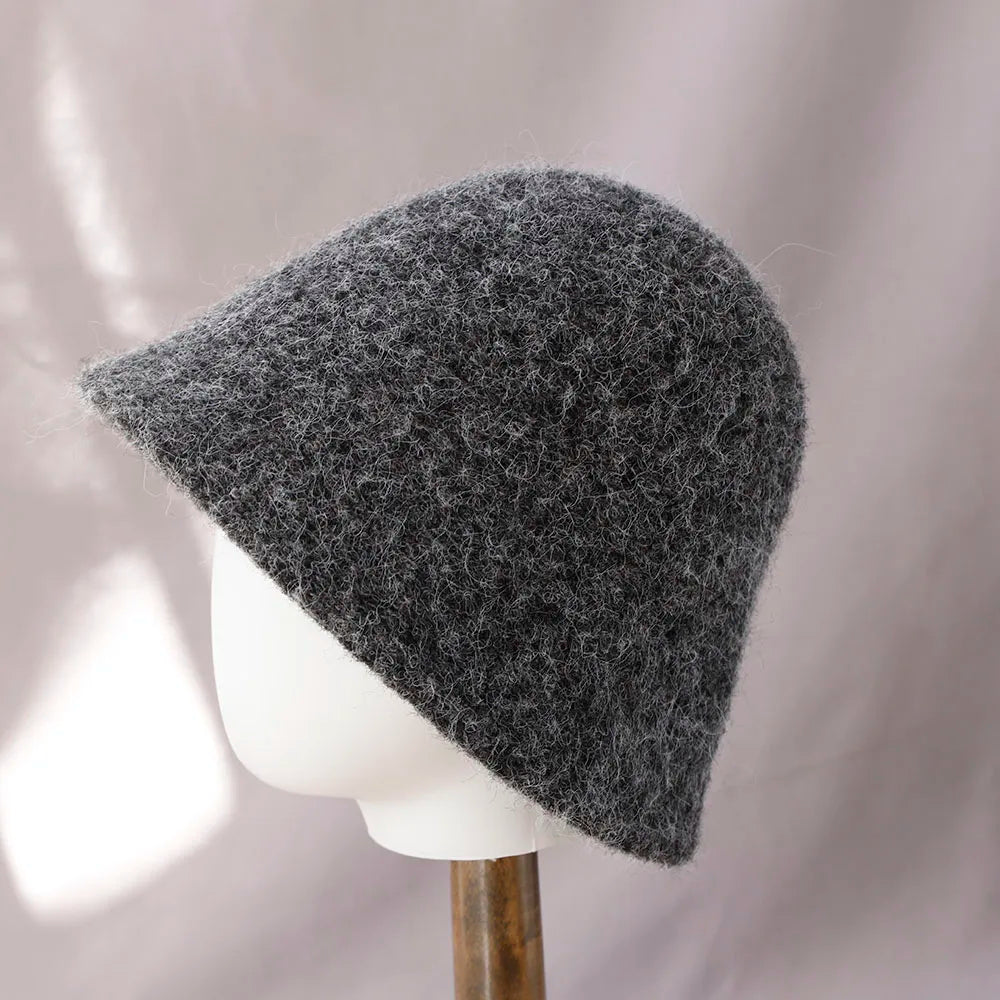 Damski Zimowy Wełniany Kapelusz Bucket