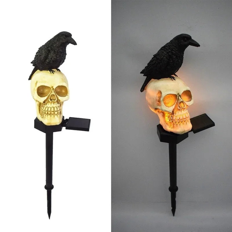Halloweenowa Lampa Słoneczna w Kształcie Czaszki