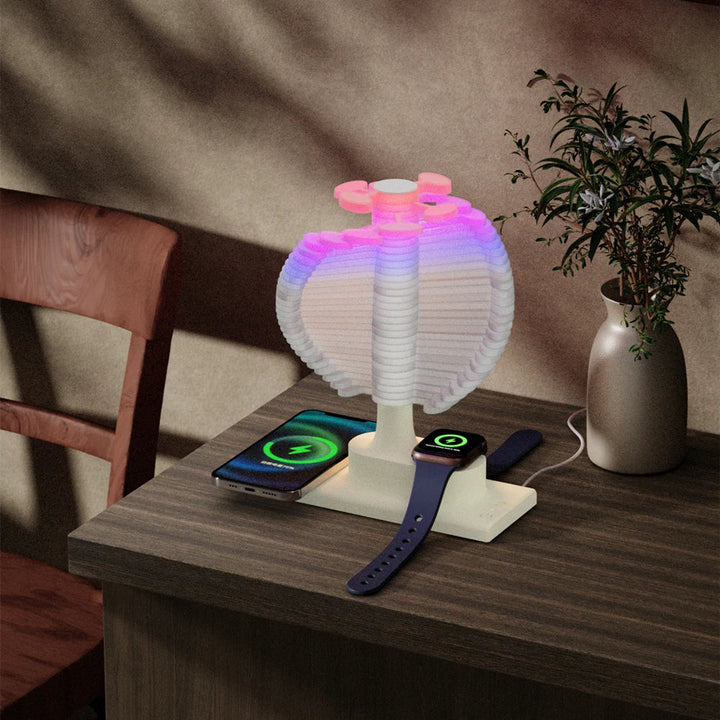 Lampa Stołowa Spiralne Drzewo z Wbudowanym Bezprzewodowym Ładowarką