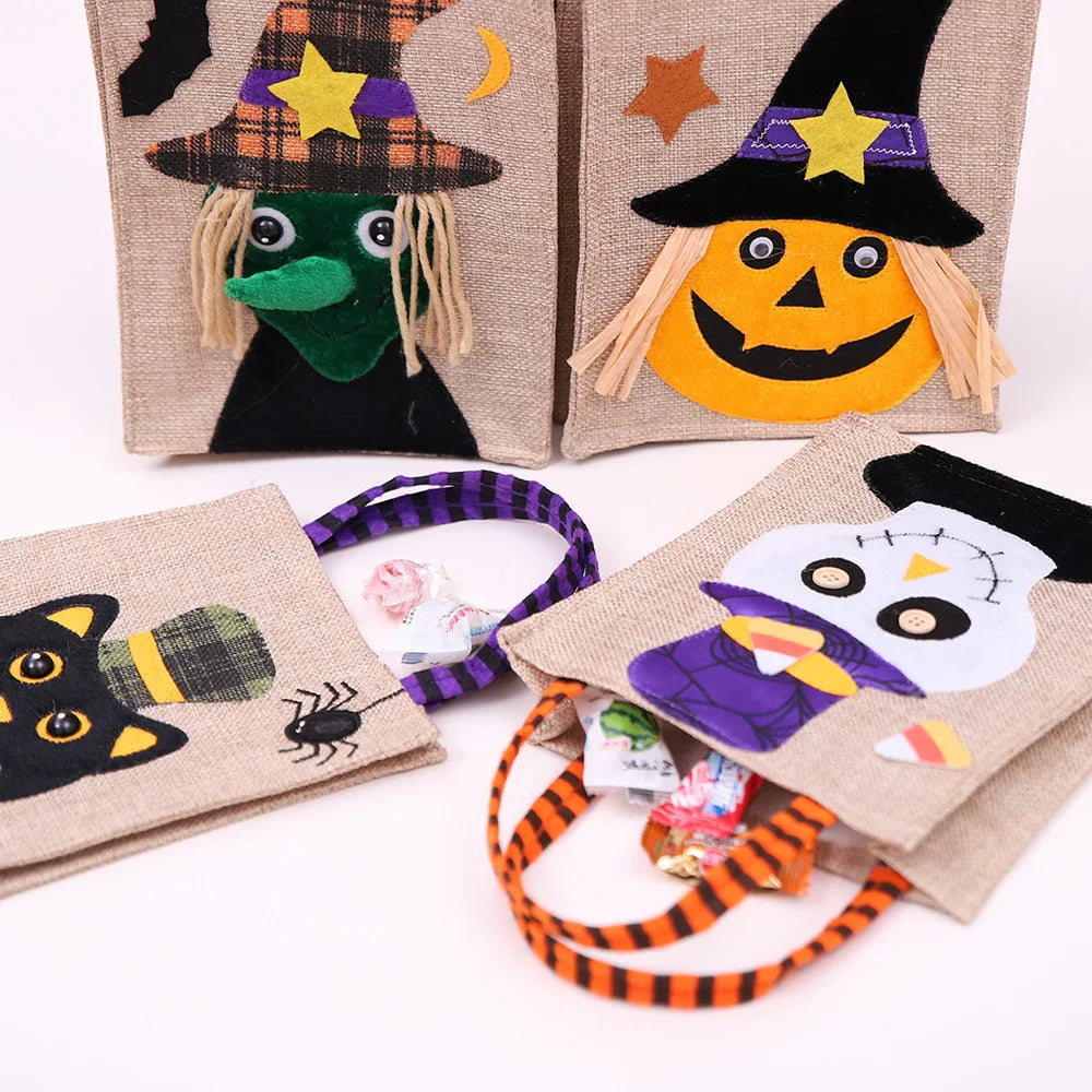 Torba na Halloween z wzorem kota dyni, czarownicy i czaszki