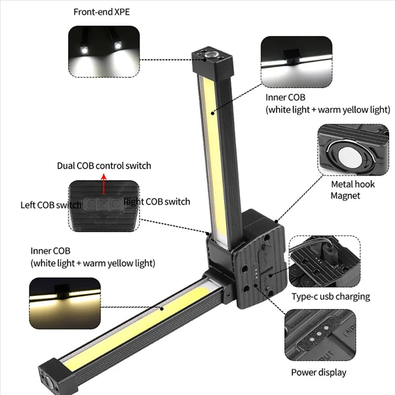 Ładowana lampa robocza LED COB