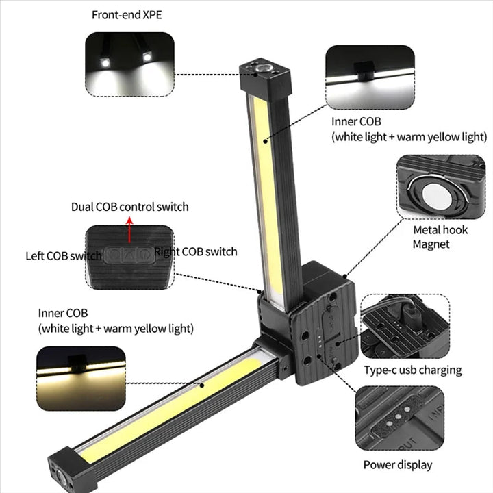 Ładowana lampa robocza LED COB
