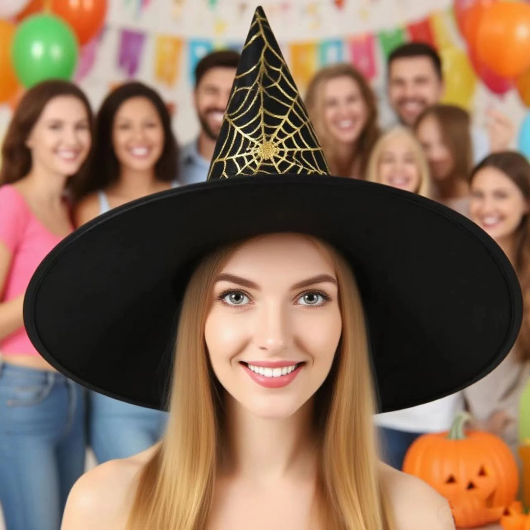 Kolorowy Kapelusz Czarownicy z Pajęczyną Kostium Halloween