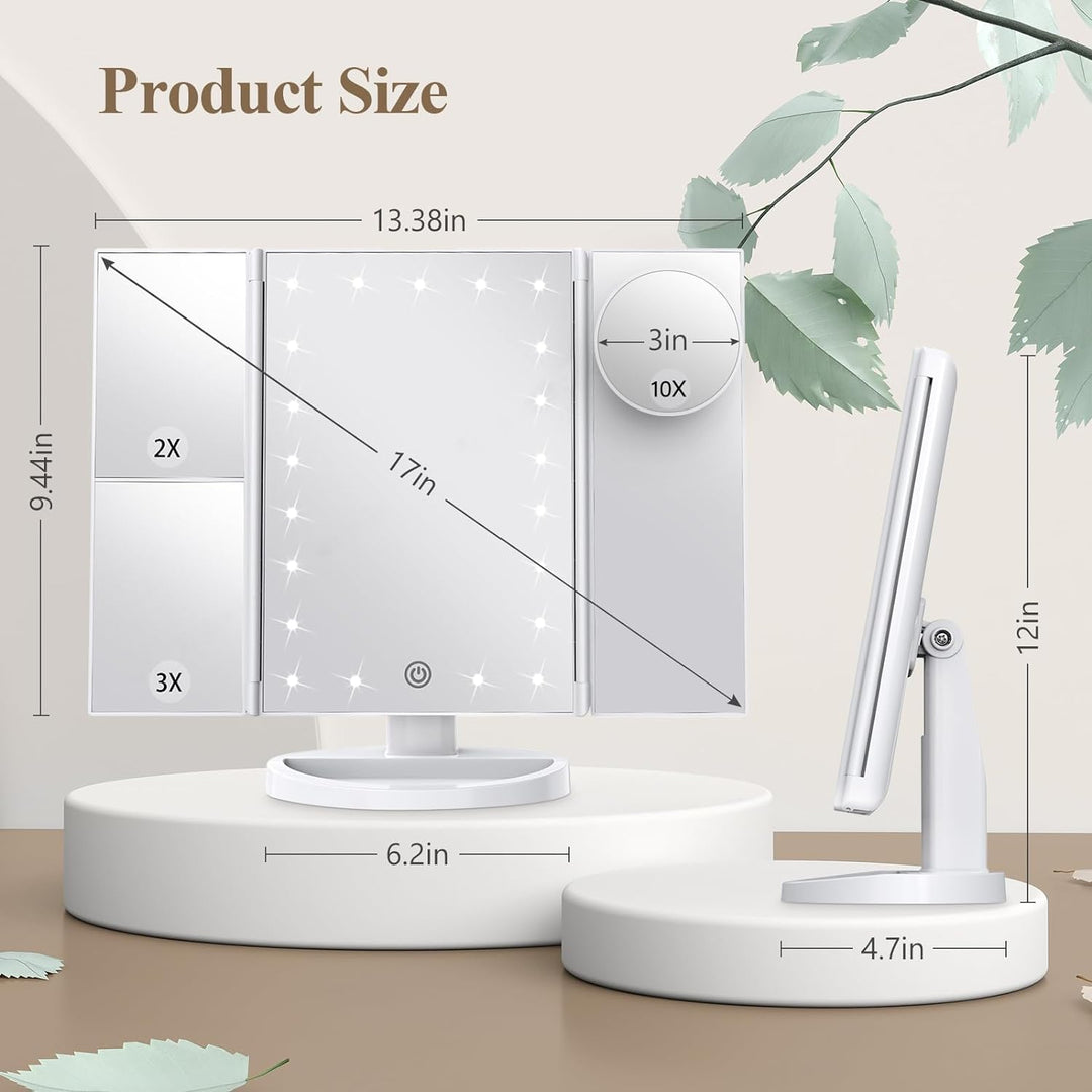Lustro do makijażu Tri-Fold LED z oświetleniem