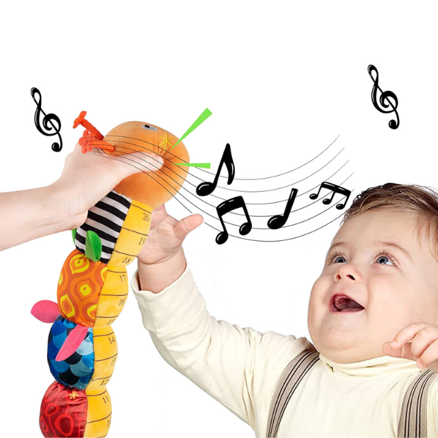 Muzyczna Grzechotka Pluszowa Sensoryczna Gąsienica
