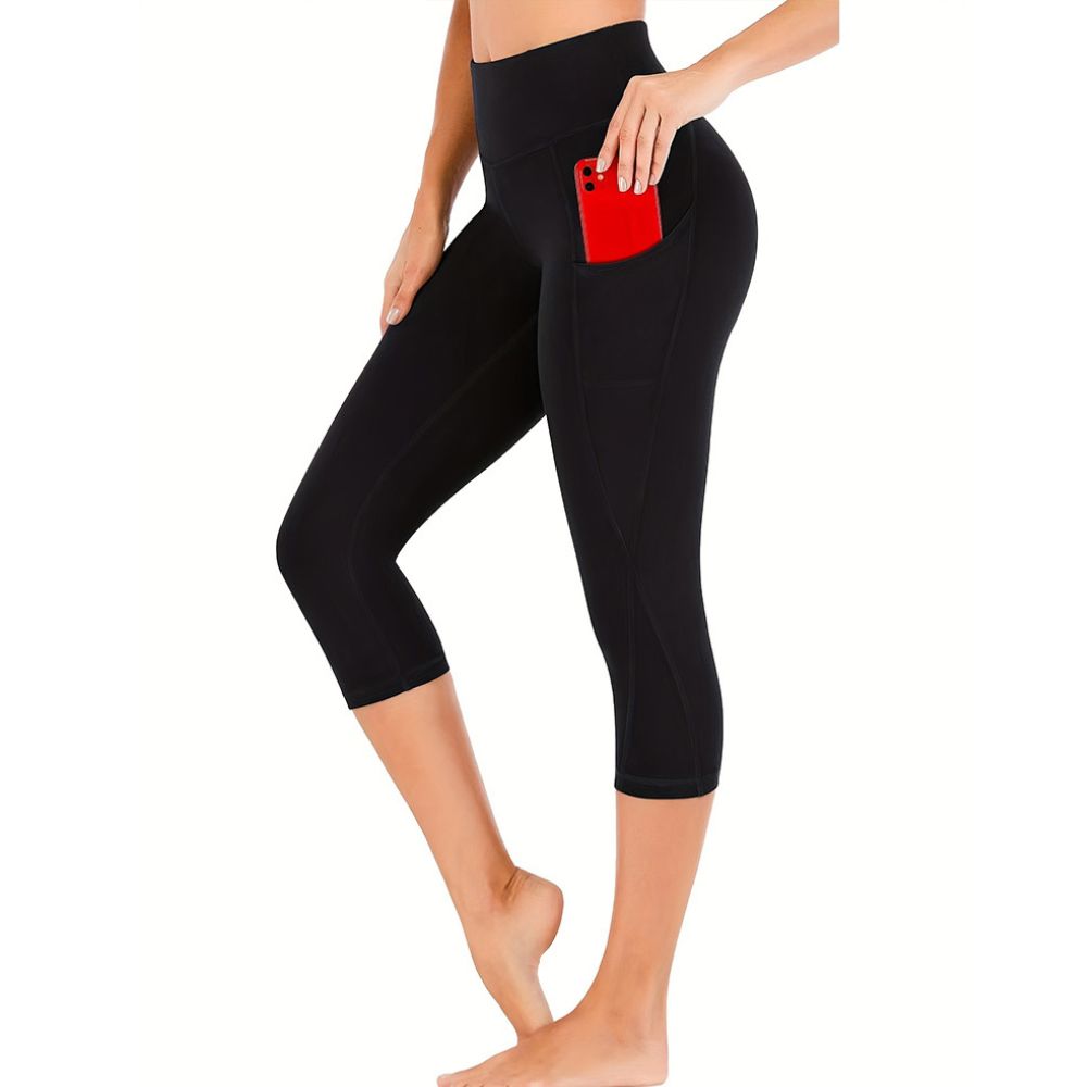 Damskie legginsy capri z bawełny z kieszeniami