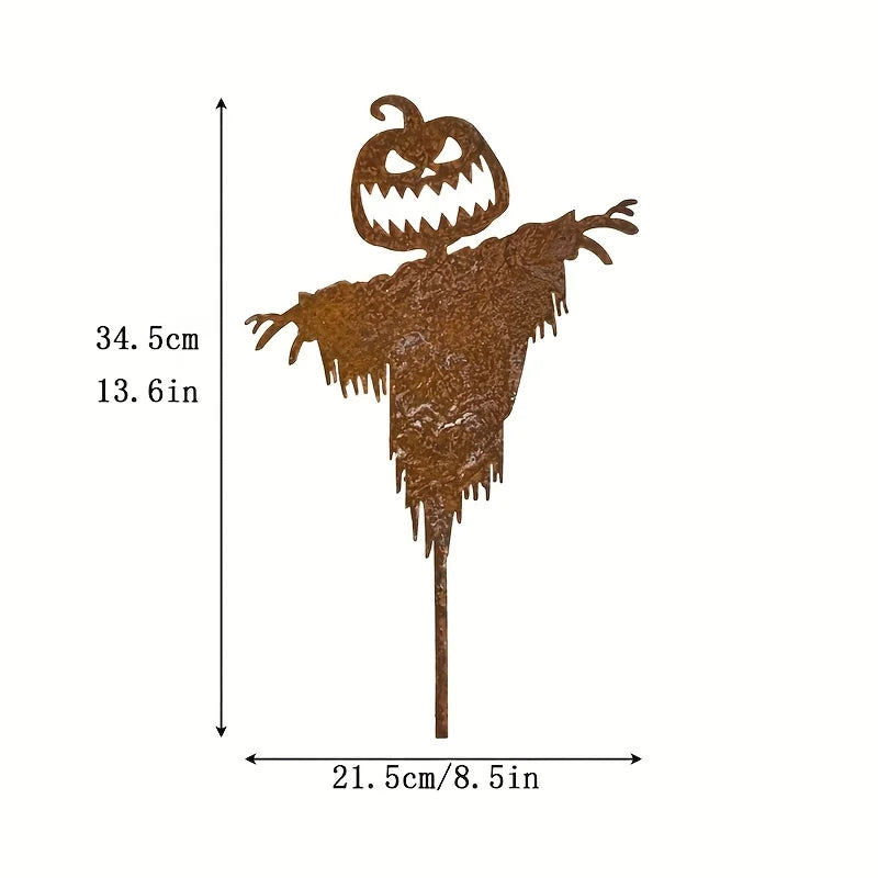 Rustykalny Strach na Wróble z Strasznym Dynią na Halloween